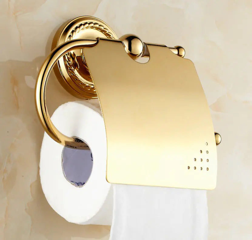Dluxe Ave. Waterproof Toilet Paper Holder - Gold Brass Design