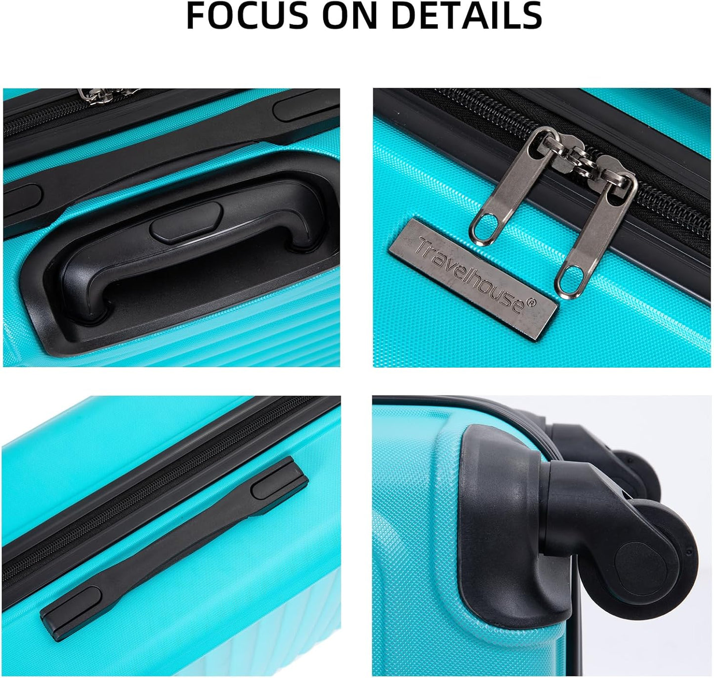 Dluxe Ave. Hardshell 3 Piece Luggage Set/Lightweight/Spinner Wheels/TSA Lock ( Sky Blue)