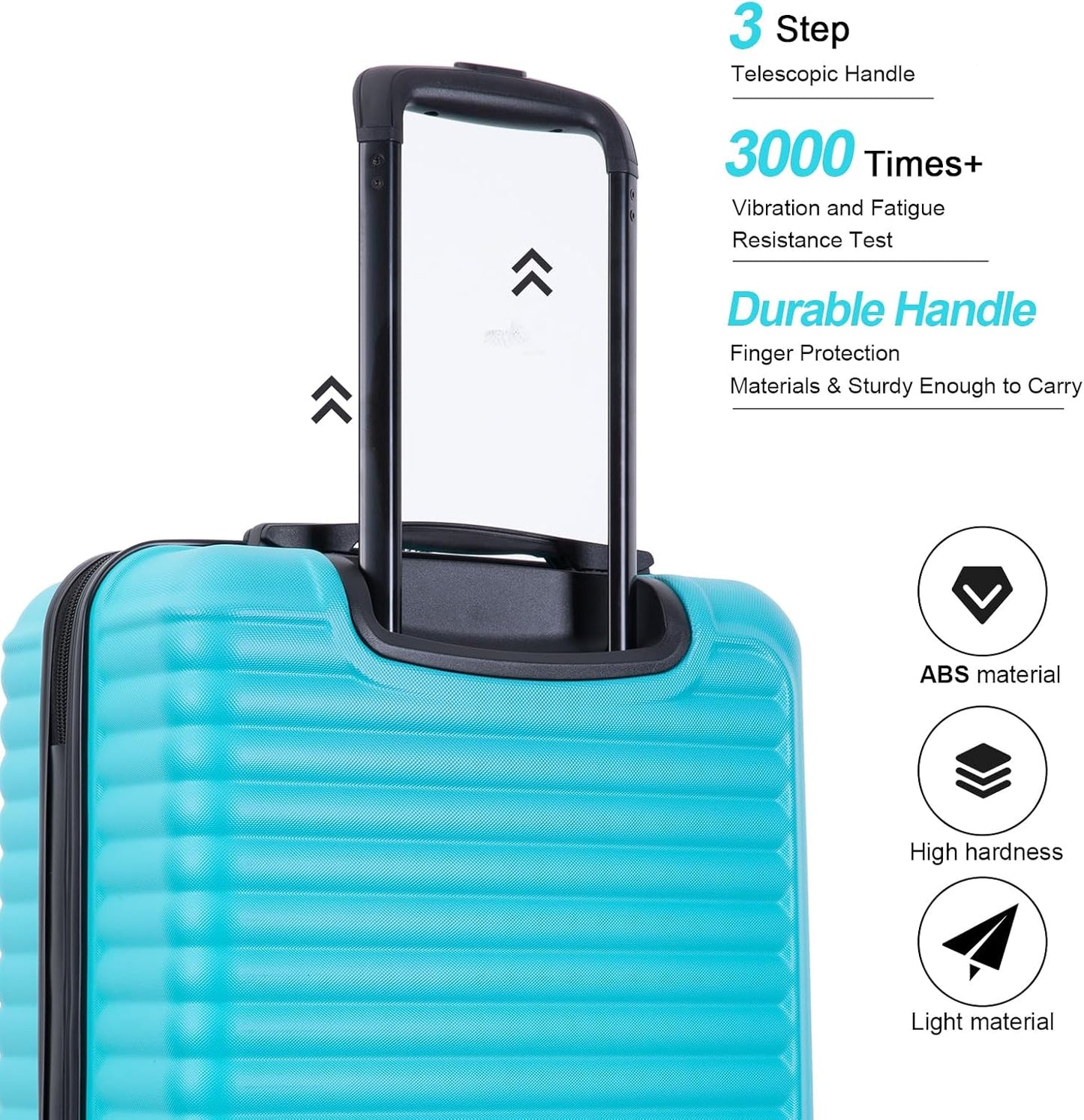 Dluxe Ave. Hardshell 3 Piece Luggage Set/Lightweight/Spinner Wheels/TSA Lock ( Sky Blue)