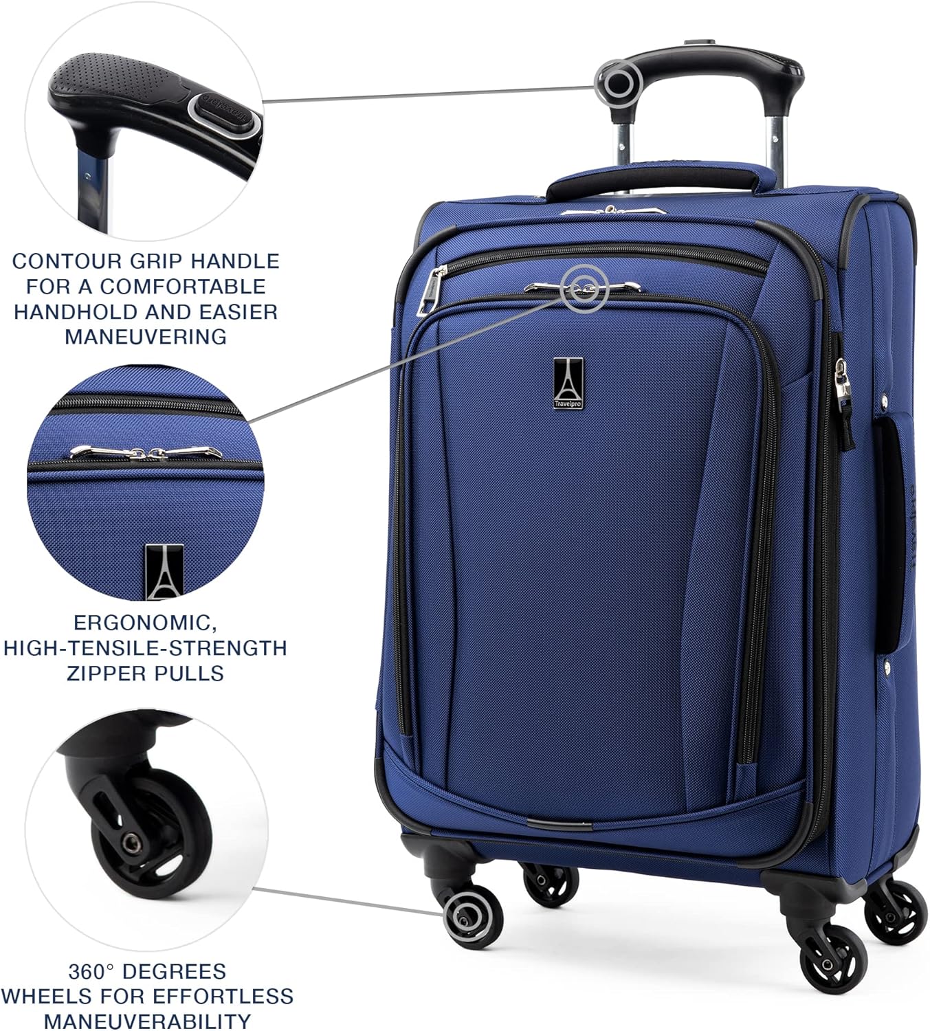 Dluxe Ave. 3 Pcs Luggage Set Carry on/Soft Tote/Medium to Large 28-Inch Check-in Expandable/4 Spinner Wheels/ (Blue)