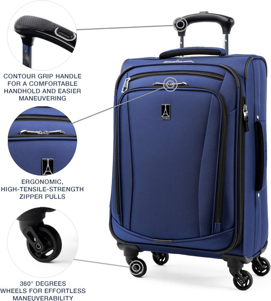 Dluxe Ave. 3 Pcs Luggage Set Carry on/Soft Tote/Medium to Large 28-Inch Check-in Expandable/4 Spinner Wheels/ (Blue)