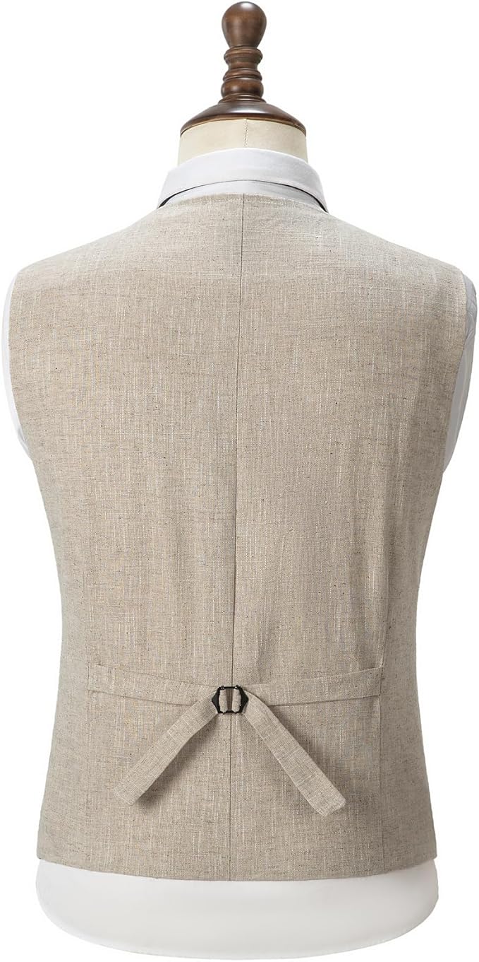 Dluxe Ave. (X-LARGE)  Mens Summer Linen Vest/ Waistcoat / Regular Fit/ Black
