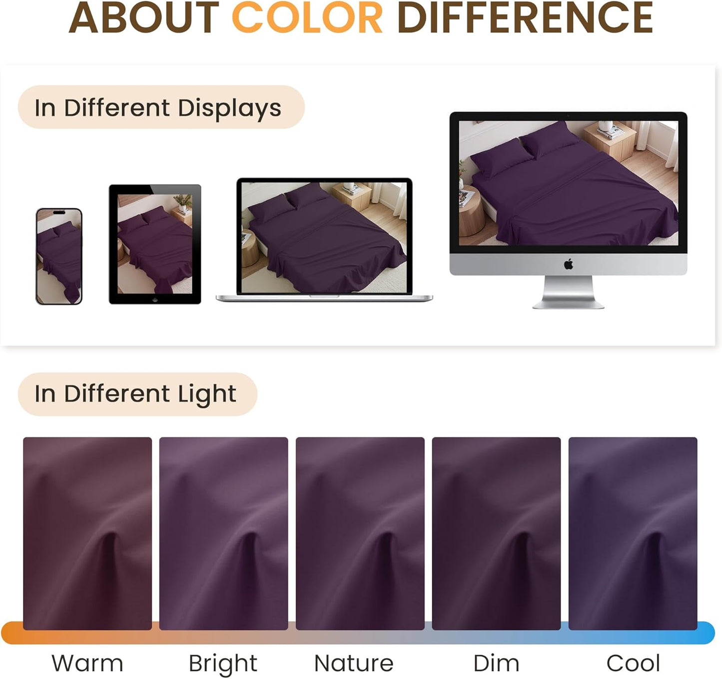 Dluxe Ave. ( QUEEN )4 Pcs Bed Sheet Set, {Ultra Imitation Cotton}, Hotel Luxury Bed Sheets, Deep Pocket up to 15", Purple