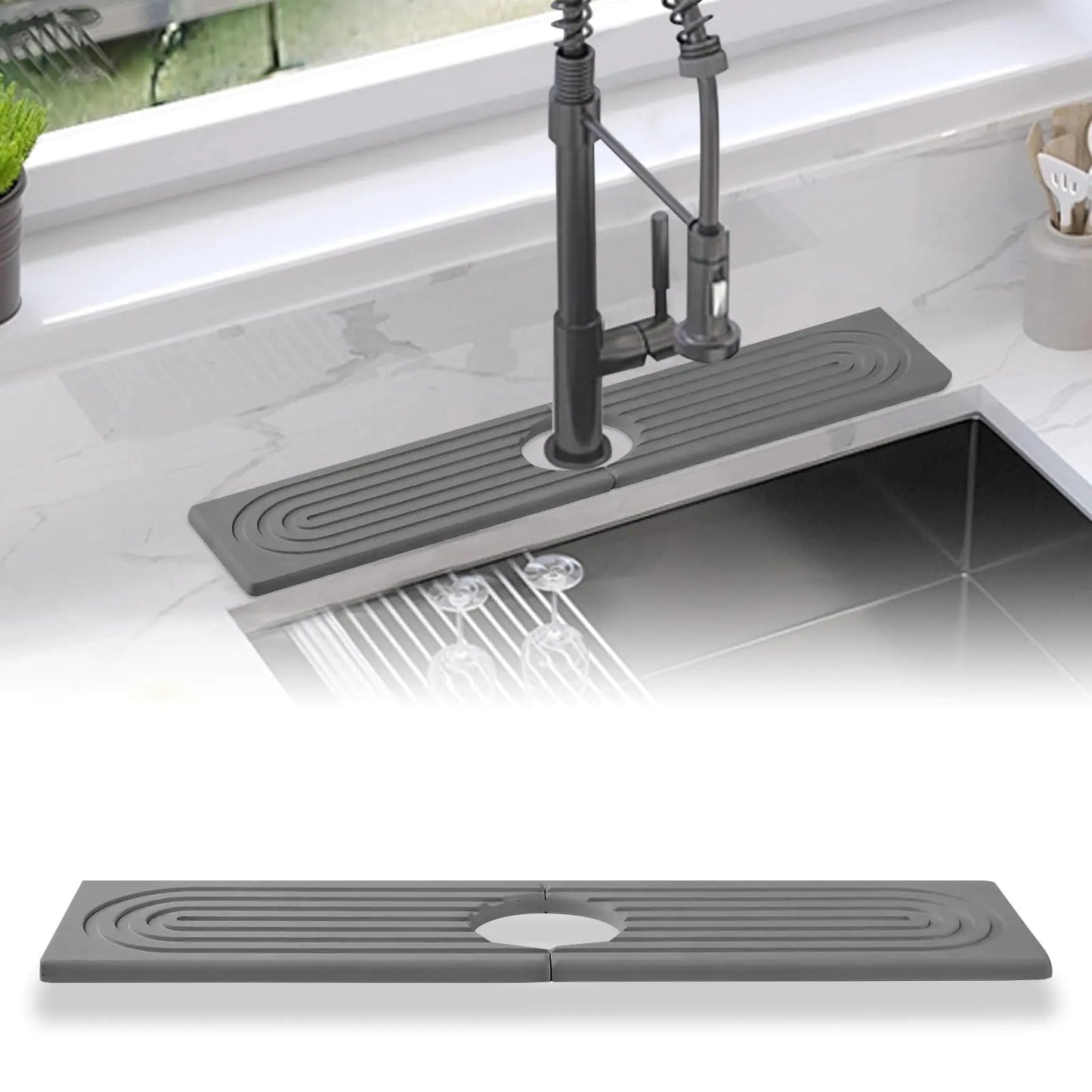 Dluxe Ave. Qesulk Sink Splash Guard Stone Drying Mat for Kitchen (15.7" x 3.9")
