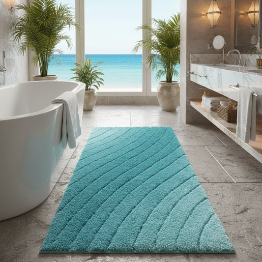 Dluxe Ave. Luxury Bathroom Rug Mat, Plush Fluffy Microfiber/ Large 24x47 (Teal)