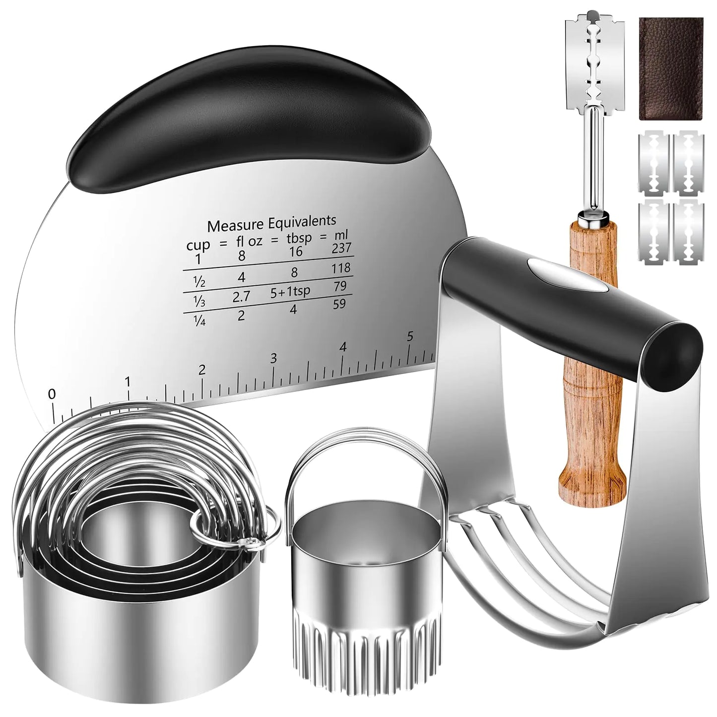 Dluxe Ave. Biscuit Cutter Dough Scraper/ Stainless Steel Set (5Pcs)