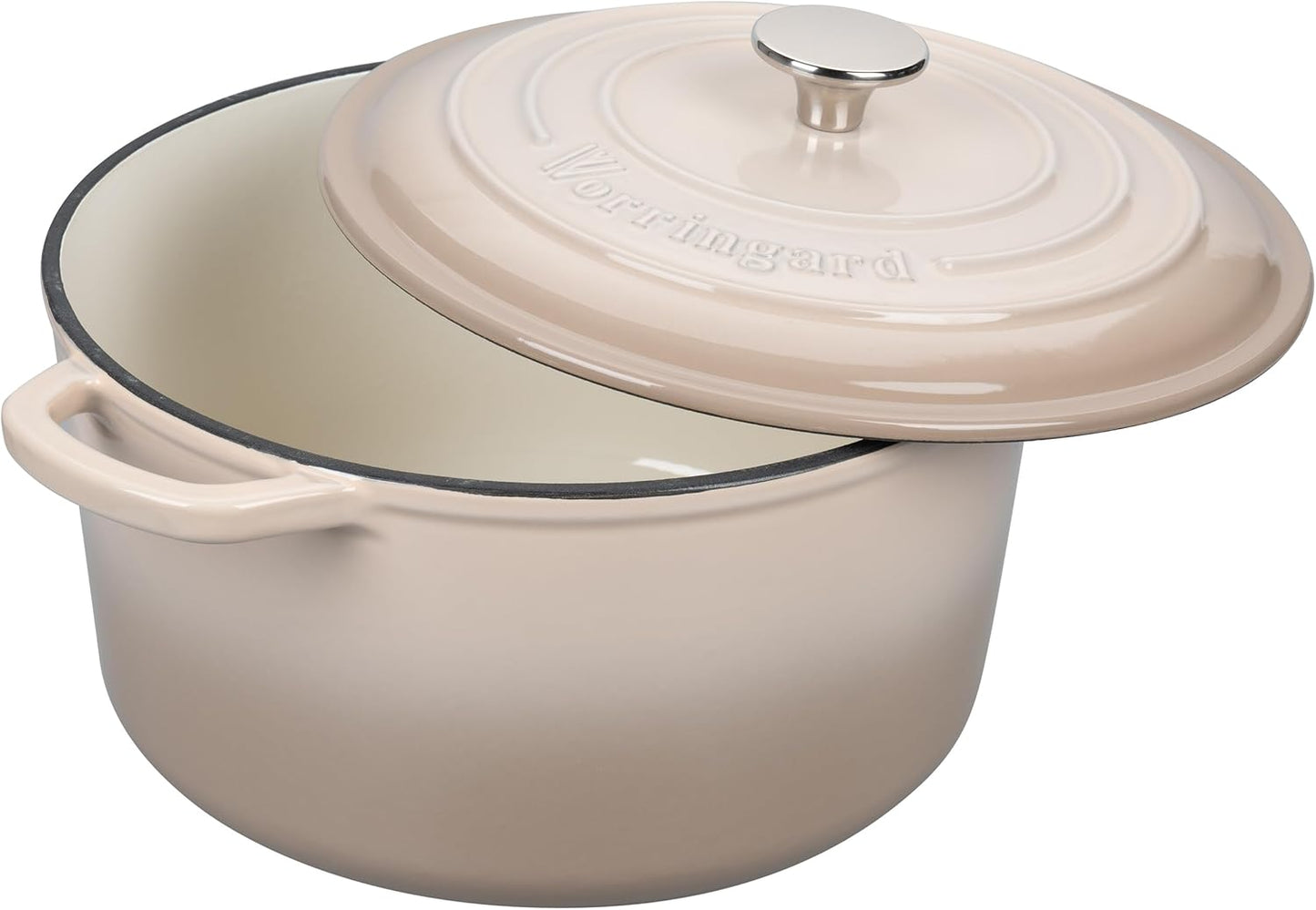 Dluxe Ave. Enameled Cast Iron Dutch Oven Pot with Lid for Sourdough Bread, Baking Round Dutch Ovens 6 Quart Latte