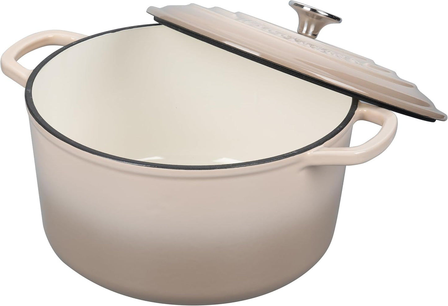 Dluxe Ave. Enameled Cast Iron Dutch Oven Pot with Lid for Sourdough Bread, Baking Round Dutch Ovens 6 Quart Latte