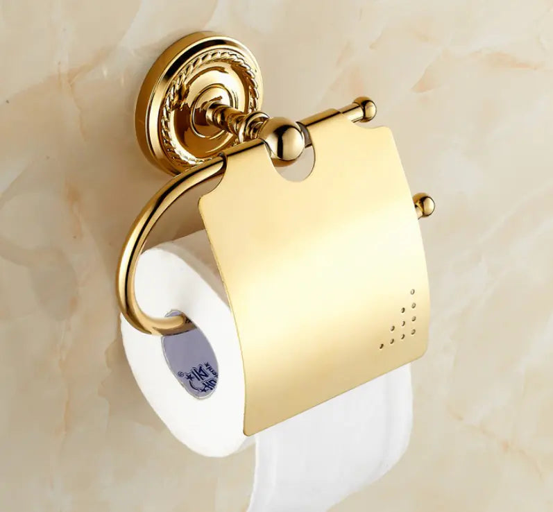 Dluxe Ave. Waterproof Toilet Paper Holder - Gold Brass Design