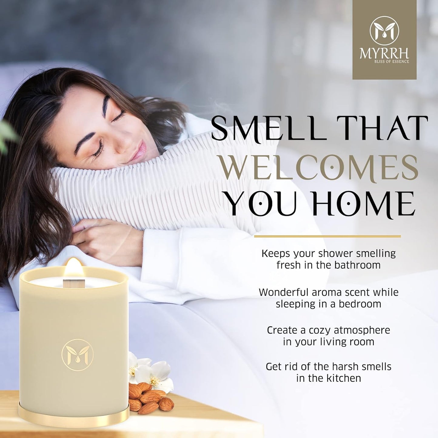 Dluxe Ave. Vanilla Almond Scented Candle/ All Natural Pure Soy Candle/ 15 oz Lasts Up to 80-85 Hours/ Infused Elegant and Relaxing