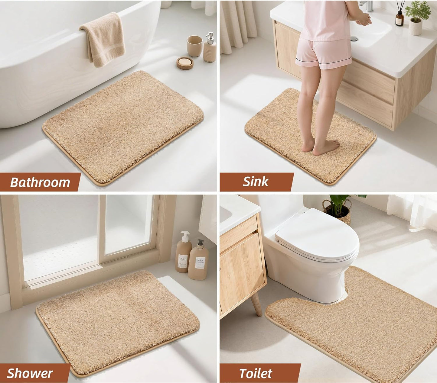 Dluxe Ave. Durable Soft Bath-Mat for Bathroom/ Machine Washable/ 36 x 24 Non Slip (Beige)