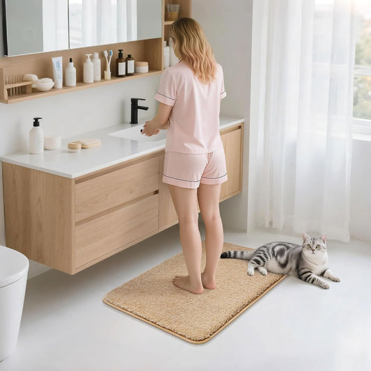 Dluxe Ave. Durable Soft Bath-Mat for Bathroom/ 36 x 24 Non Slip (Beige)