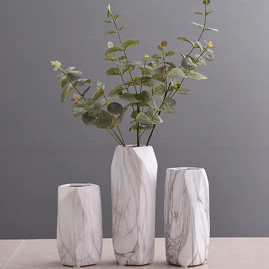 Dluxe Ave. Geometric Stone Pattern Ceramic Flower Vase Decor