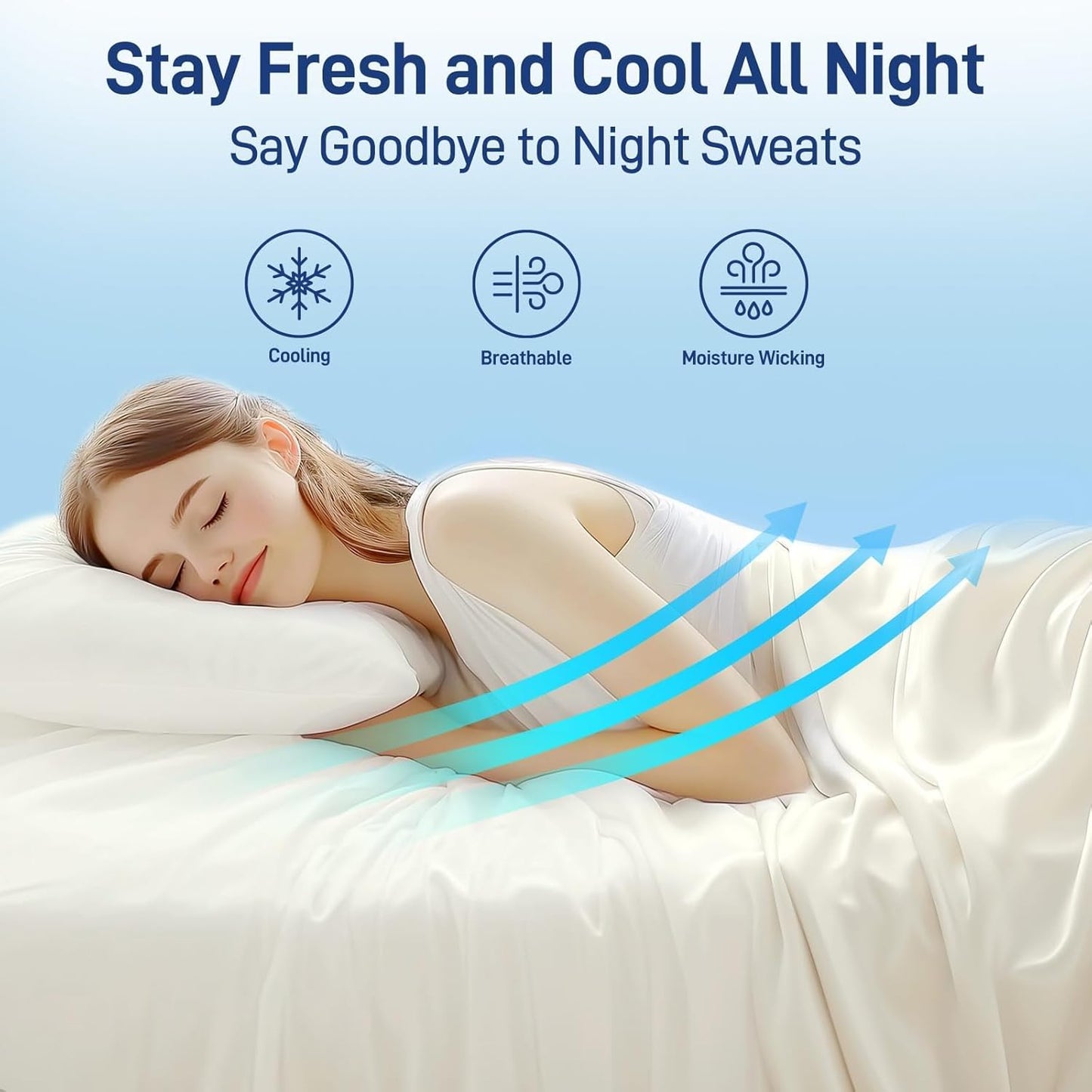 Dluxe Ave. ( QUEEN ) 4 Pcs Bamboo Soft Cooling Bedding Sheet Set, 16" Deep Pocket, Luxury Hotel Collection, Milky White