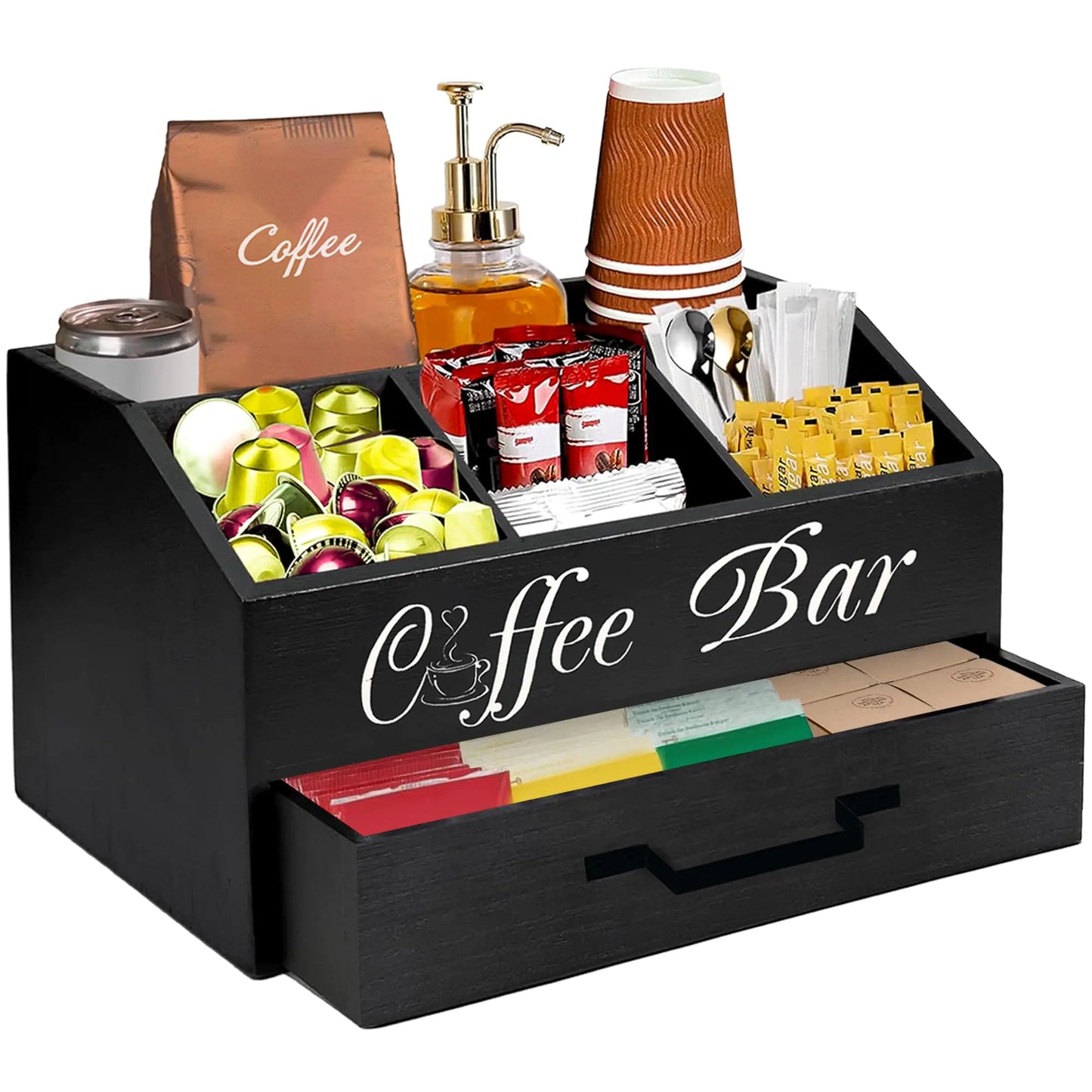 Dluxe Ave Coffee Station Organizer/ Black 8.3"x12.6"x11.8"