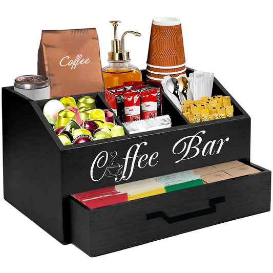 Dluxe Ave Coffee Station Organizer/ Black 8.3"x12.6"x11.8"