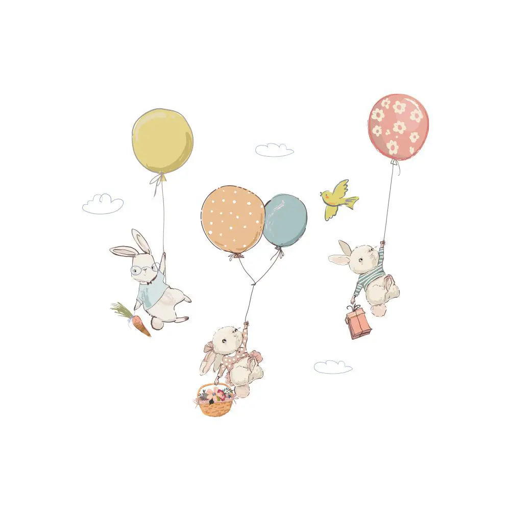 Dluxe Ave. Rabbit Balloon Bird Wall Stickers for Kids' Rooms
