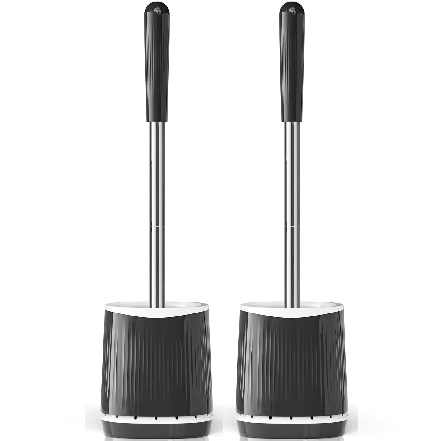 Dluxe Ave. TRENTI Toilet Brush Toilet Brush and Holder Set Bristles Toilet Bowl Brush Head with Ventilated Holder Wall Mounted Compact Toilet Brush Set for Bathroom Deep Cleaning (2 Black)