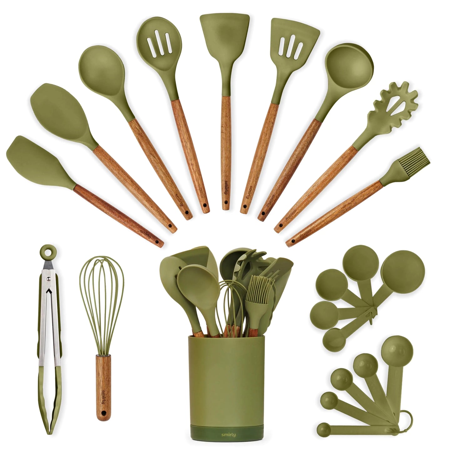 Dluxe Ave.Silicone Kitchen Utensils Set & Holder