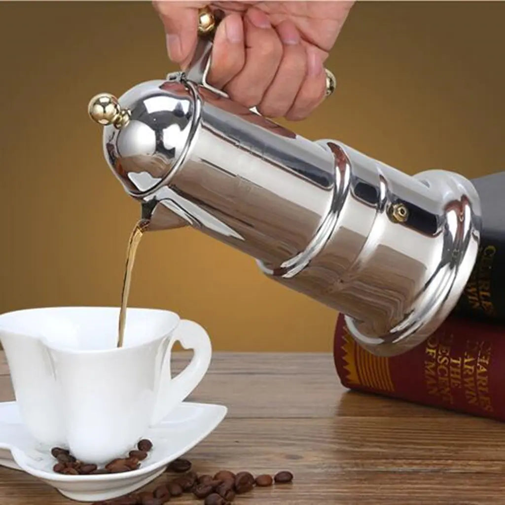 Dluxe Ave. Italian Stainless Steel Moka Coffee Set for Stovetop
