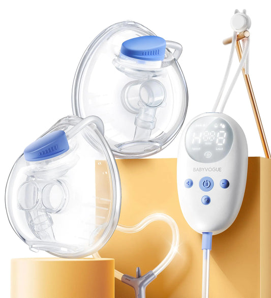 Dluxe Ave. BabyVogue Electric Breast Pumps Wearable Hands-Free Breast Pump with 2 Modes|9 Levels Breastfeeding Pump Gifts for Moms 24mm-Blue