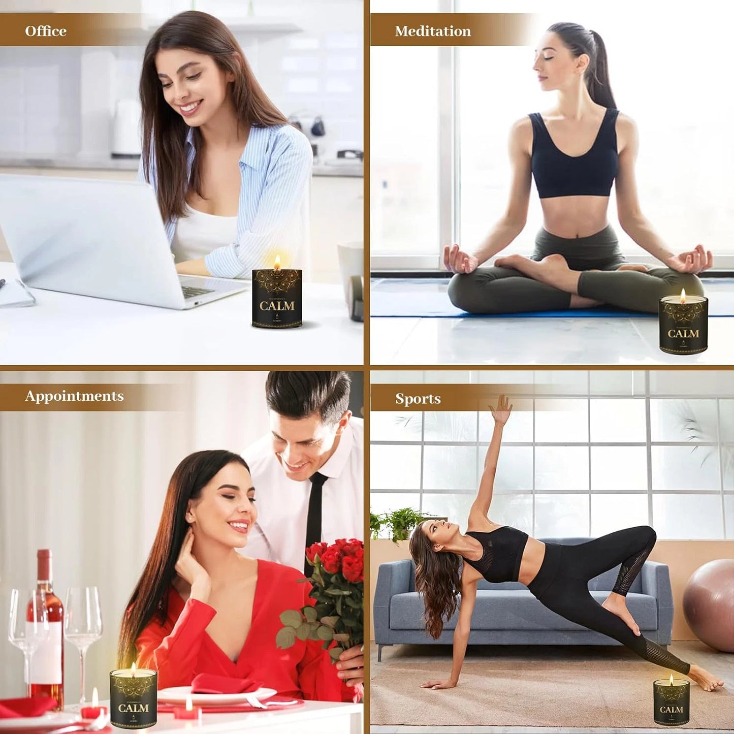 Dluxe Ave. Scented Candles 9 Oz Jar Candles for Home Office, Lavender Vanilla Rose & Sandalwood Lemon