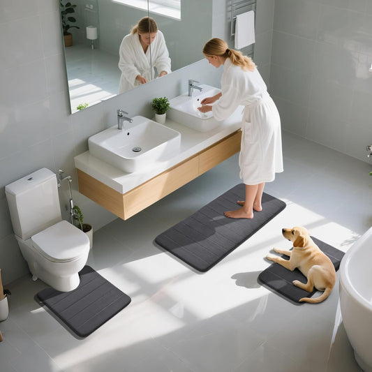 Dluxe Ave. Water Absorbent Mat Set for Bathroom and Kitchen (3pcs)