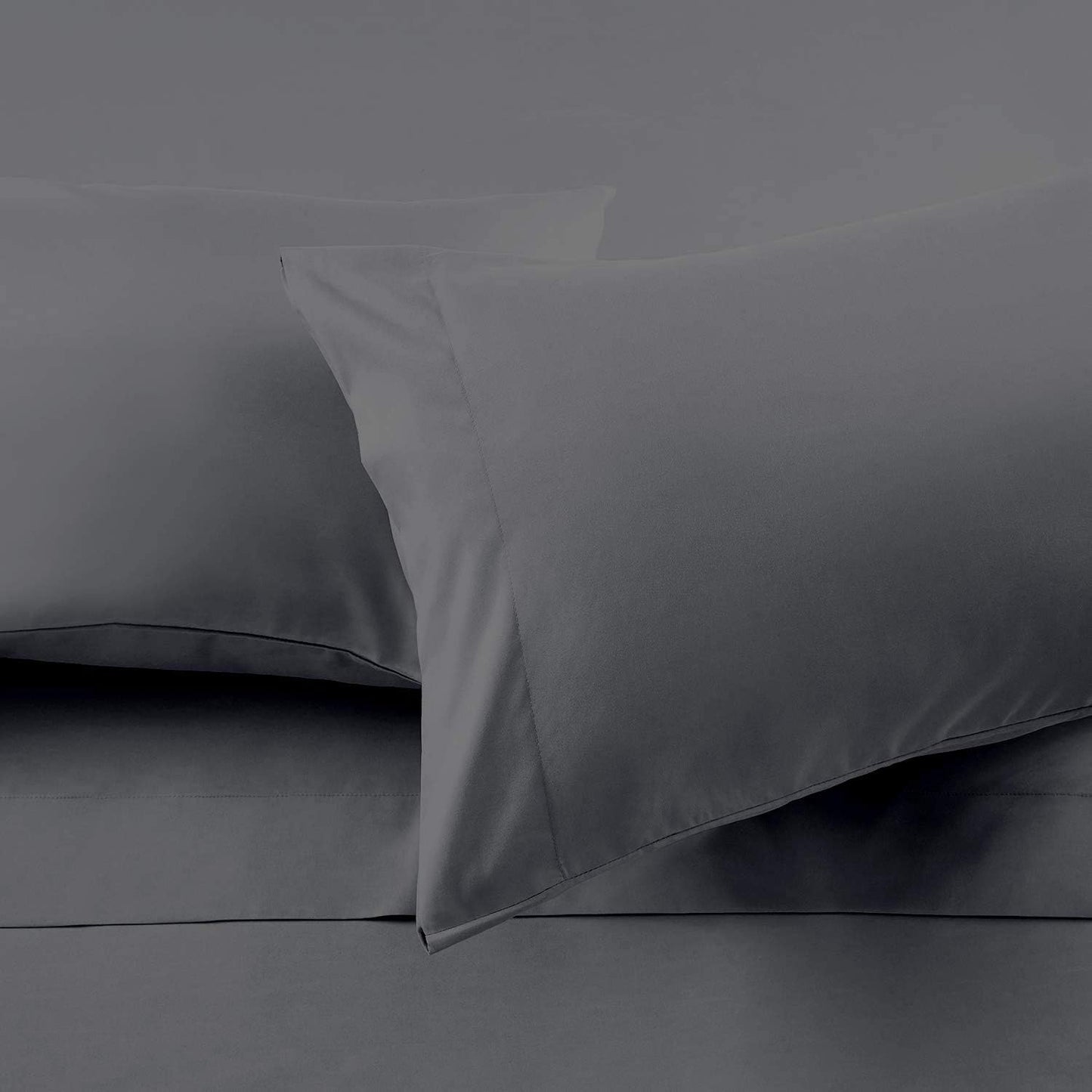 Dluxe Ave. ( CALI./ KING )  Waterbed Sheets - 1800 Series 4 Piece Bed Set Set, Hotel Luxury - 100% Microfiber - 12 Inch Deep Pocket,  (Dark Grey)