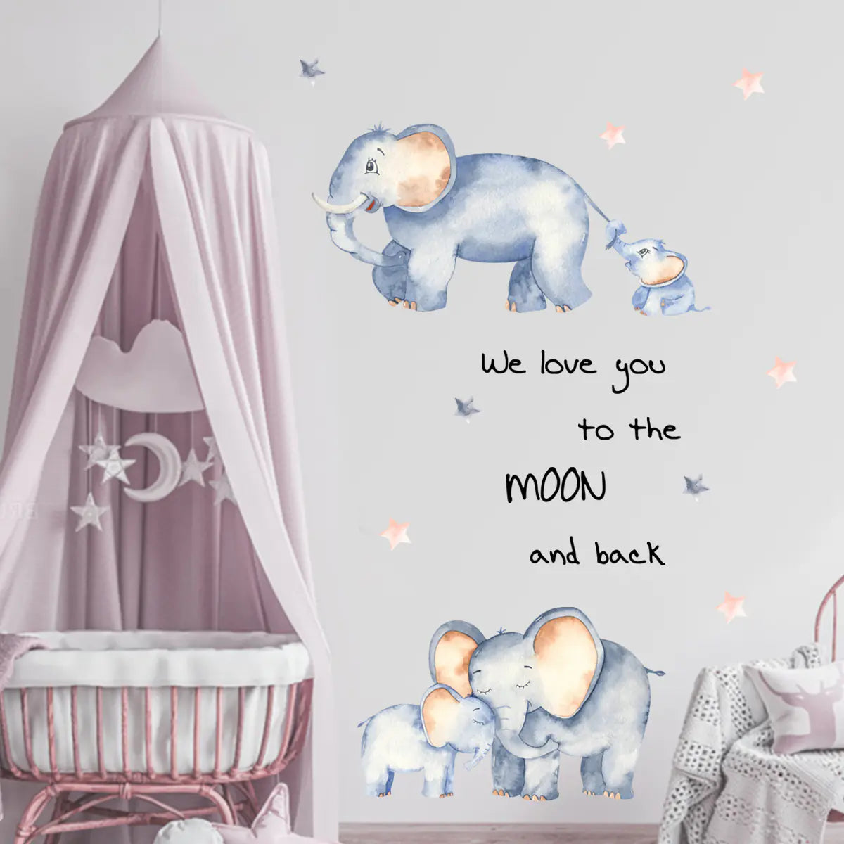 Dluxe Ave. Kids Cartoon Elephant Wall Stickers - PVC Waterproof Decals