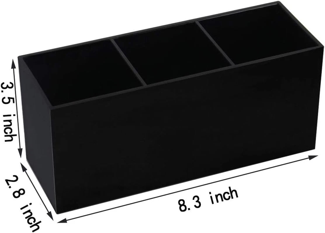 Dluxe Ave. Weiai Black Makeup Brush Holder Organizer 3 Slot Acrylic Cosmetics Brushes Storage Solution