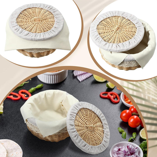 Dluxe Ave. 2 Cotton Towel Cloth/Handcrafted Rattan Holder with Lid Rustic/10 Inches/ (Daisy Style)