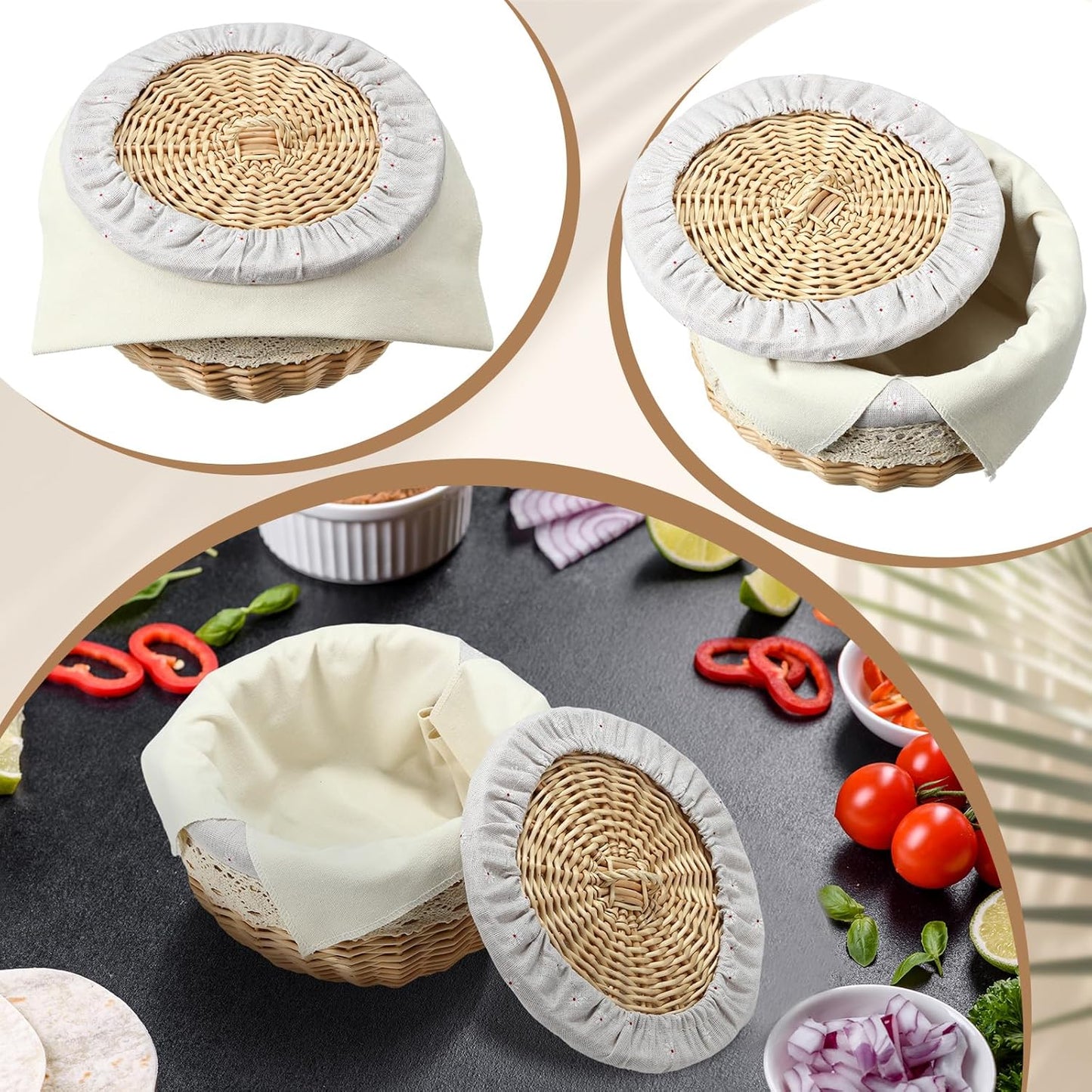 Dluxe Ave. 2 Cotton Towel Cloth/Handcrafted Rattan Holder with Lid Rustic/10 Inches/ (Daisy Style)