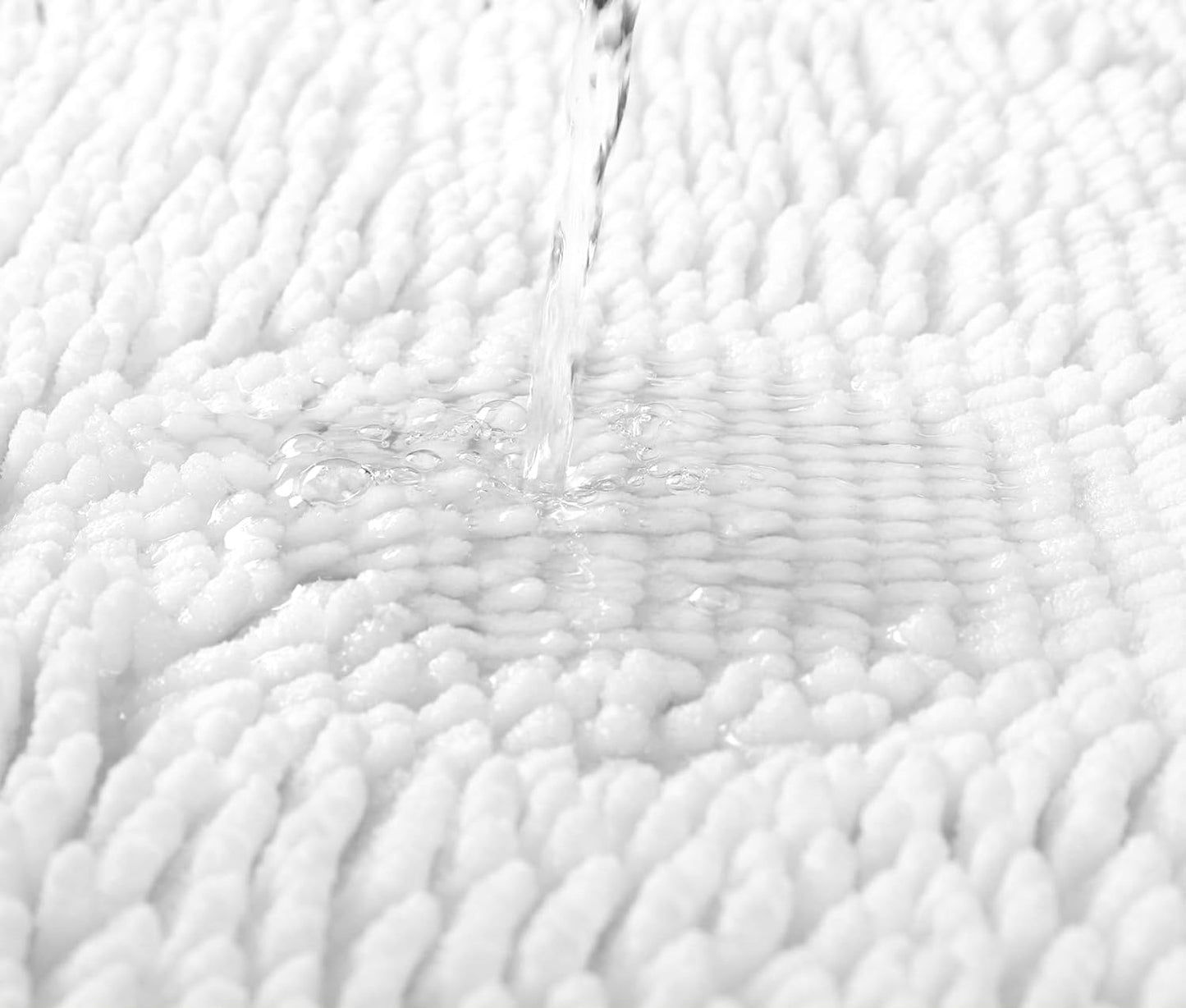 Dluxe Ave. White Bathroom Rugs and Mats Set 2 Piece Chenille Bath Mat Set Machine Wash Dry Non Slip Absorbent Shaggy Bath Rug for Bath Room Shower and Tub (20" x 32"+16" x 24") Bathroom Rug Set Accessories