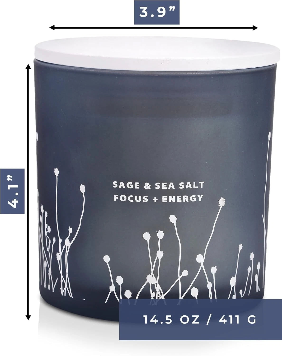 Dluxe Ave. White Sage Sea Salt, 3 Wick Candle Large 14.5 oz, Natural Soy Candle for Home for Women & Men