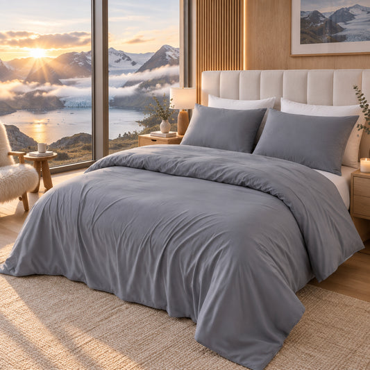 Dluxe Ave. (TWIN) 3Pcs Breathable Cooling Luxury Sheets Set/ Steel Blue