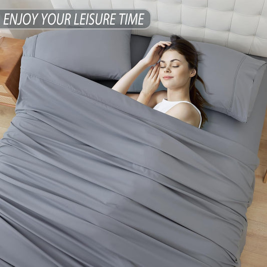 Dluxe Ave. ( TWIN ) 3Pcs Breathable Cooling Luxury Sheets Set/ 16" Extra Deep Pocket/ Steel Blue