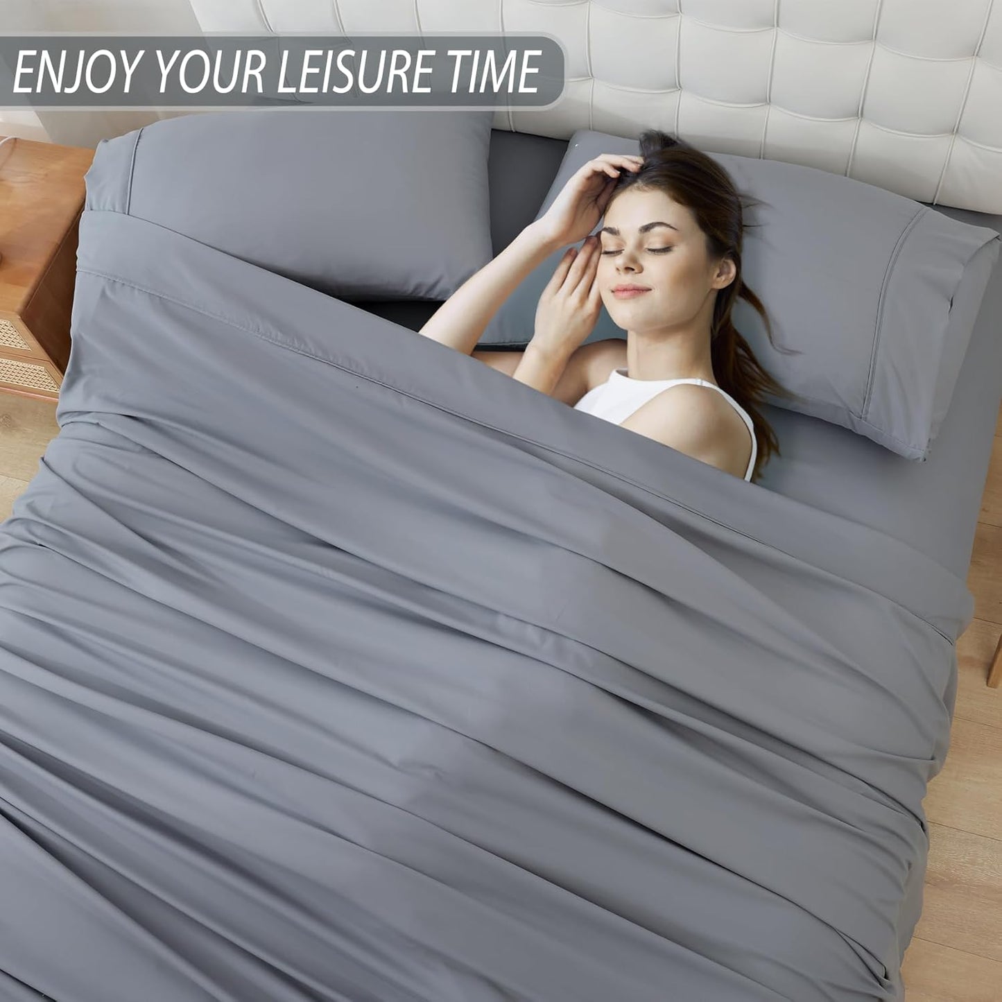 Dluxe Ave. ( TWIN ) 3Pcs Breathable Cooling Luxury Sheets Set/ 16" Extra Deep Pocket/ Steel Blue