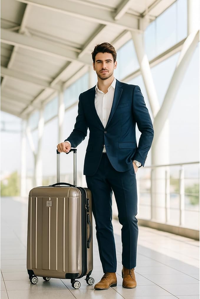 Dluxe Ave. Lightweight Polycarbonate Hardside Expandable/ Spinner Wheels/ TSA Lock/ (Champagne) 2-Pcs Set(20in24in)