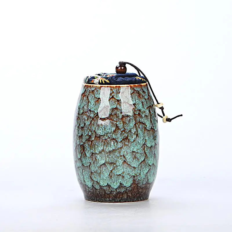 Dluxe Ave. Ceramic Sealed Tea Canister with Reactive Glaze