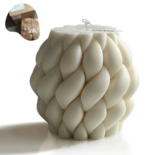 Dluxe Ave. White Large Handmade Pillar Scented Soy Wax Candles, Elegant Aesthetic