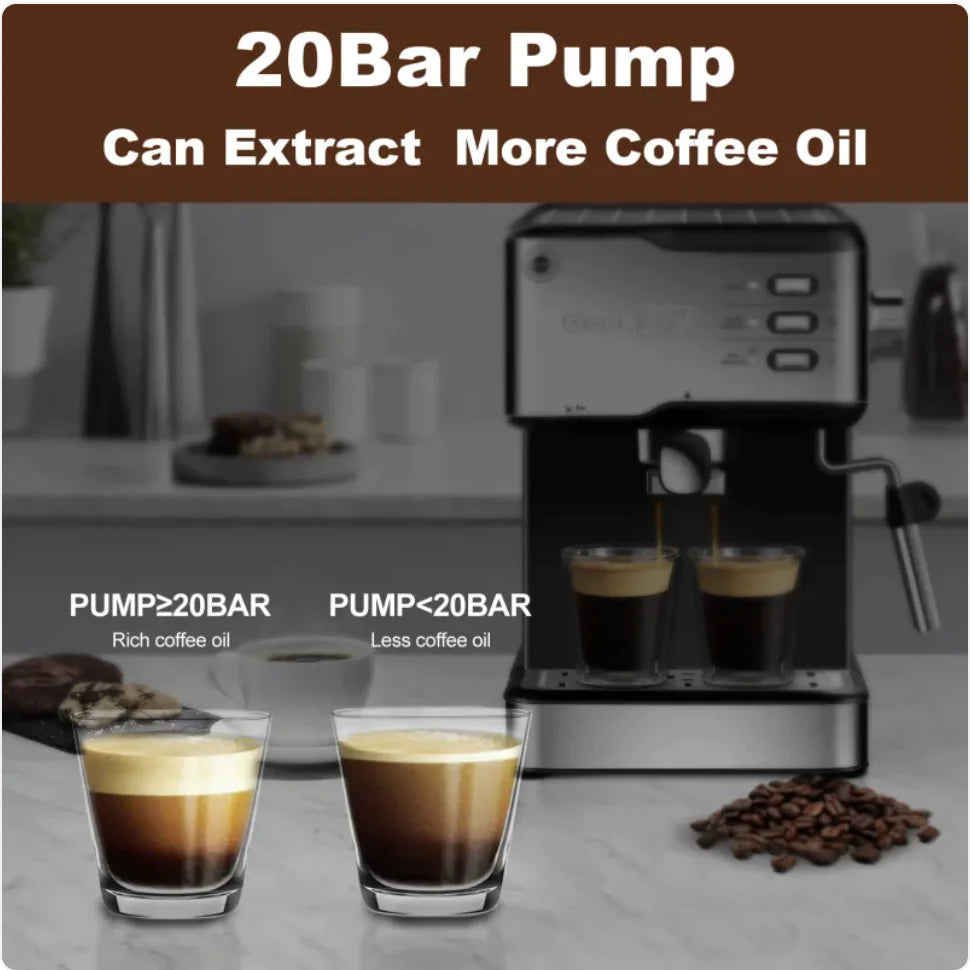 Dluxe Ave. Geek Chef 20-Bar Espresso Machine with Milk Frother