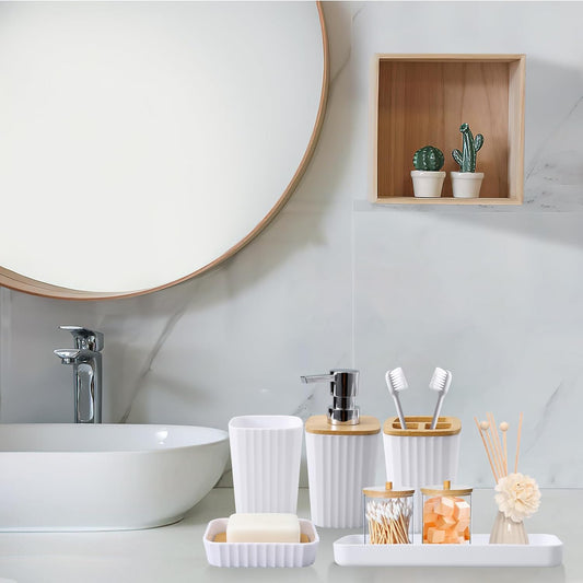 Dluxe Ave. White Bathroom Set with Shower Curtain