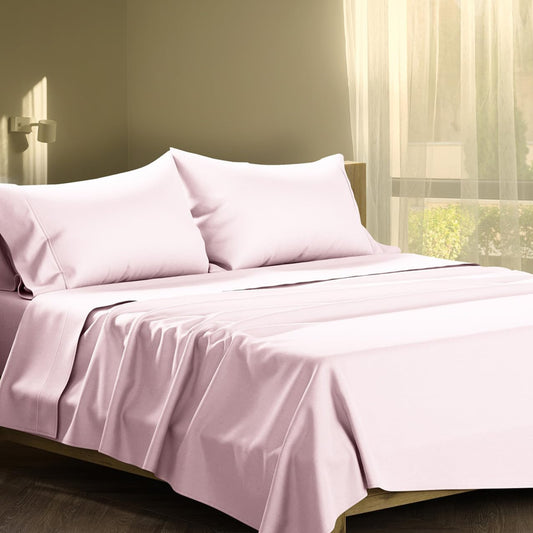 Dluxe Ave. ( CALI./ KING ) 4 Pcs Linen Sheets, 500 Thread Count, 100% Cotton, Extra Soft, Deep Pocket, Blush