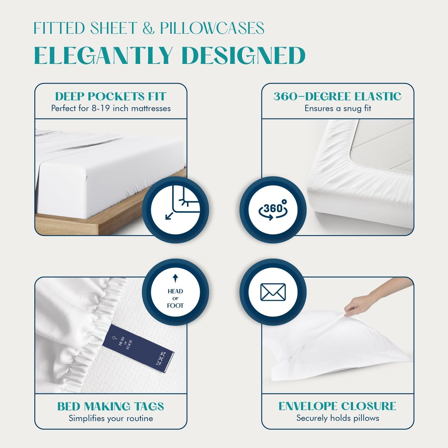 Dluxe Ave. ( KING ) 4 Pcs Egyptian Cotton Sheet Set/ 1200 Thread Count/ Fits Up to 19"/ Light Blue
