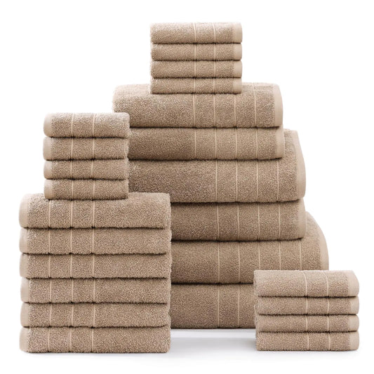 Dluxe Ave. 24 Piece 100% Cotton Towels for Bathroom /Beige