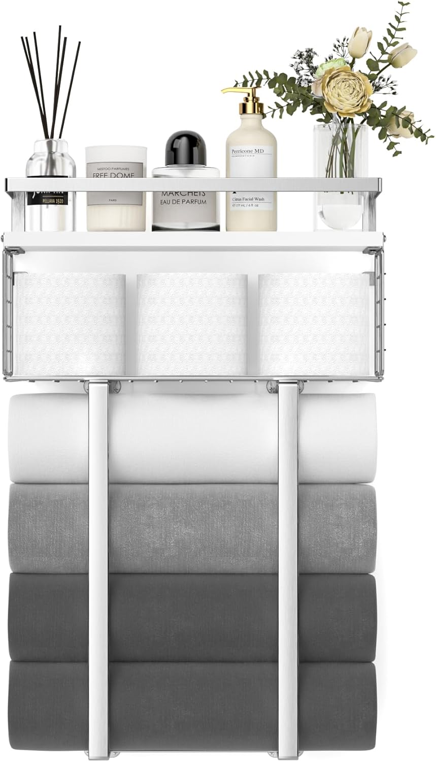 Dluxe Ave. Towel Racks for Bathroom, Silver