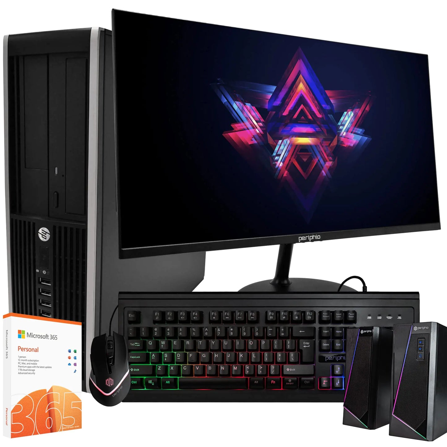 HP Elite Desktop PC Computer | Intel i5 | 8GB Ram | 1TB HDD | 5G-WiFi + BT | Win10 Pro | 24in 1080p Monitor + Webcam RGB Mouse & Keyboard + Speakers Office 365 | Professional Computer Kit (Renewed)