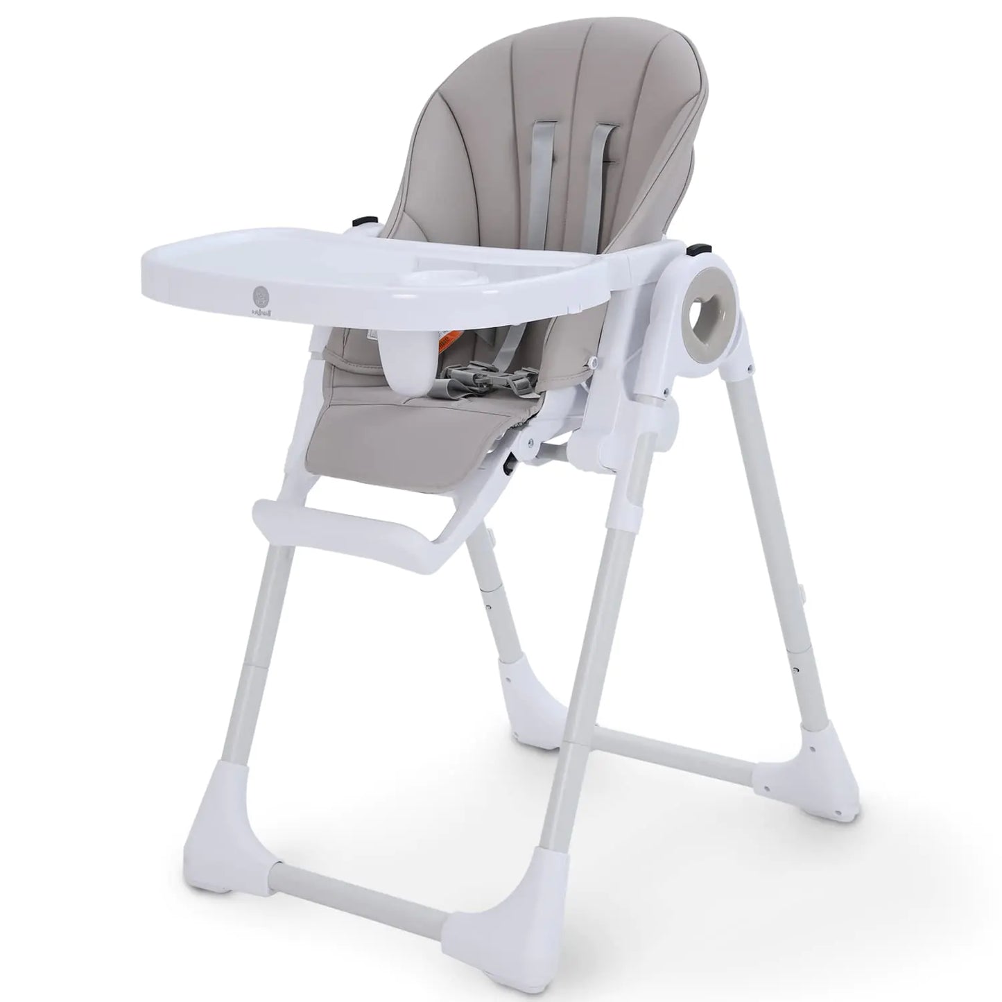 Dluxe Ave. Babilous 4 in 1 High Chair for Babies and Toddlers Foldable Booster Seats Adjustable Height Reclining Backrest and Footrest Double Removable Tray Baby High Chair for Toddler (Gray)