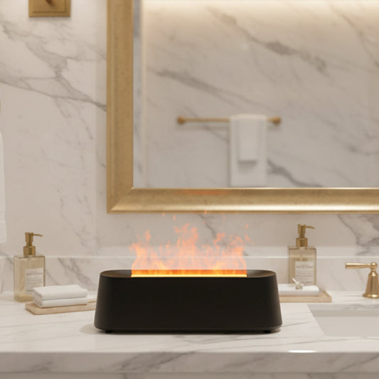 Dluxe Ave. Essential Oil Diffuser/ Fireplace Fire Flame Aromatherapy / 250ml Cool Mist Humidifier(Black)