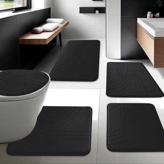 Dluxe Ave. YIHOUSE Bathroom Rug Set 5 Pieces/ Soft Non Slip Memory Foam /  Dark Grey